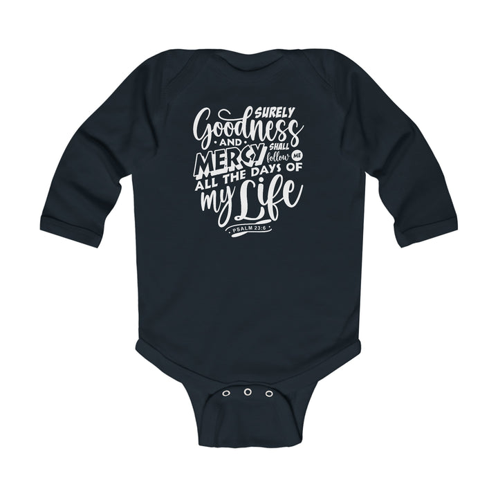 Goodness and Mercy Infant Long Sleeve Bodysuit Kids clothes Black NB (0-3M) 