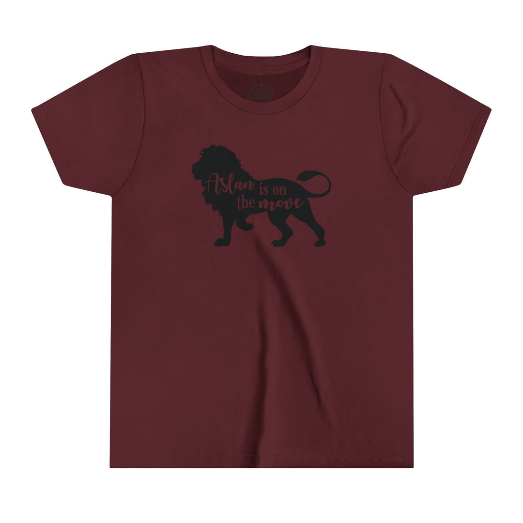 Aslan Is On The Move Youth T-shirt Kids clothes Maroon S 