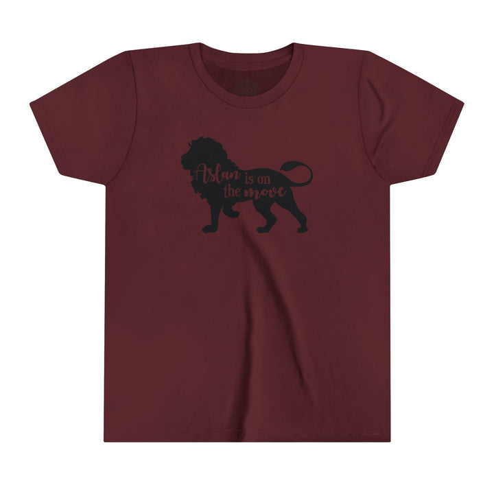 Aslan Is On The Move Youth T-shirt Kids clothes Maroon S 