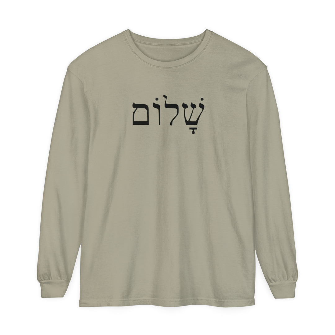 Shalom Hebrew Long Sleeve Shirt Long-sleeve Sandstone S 