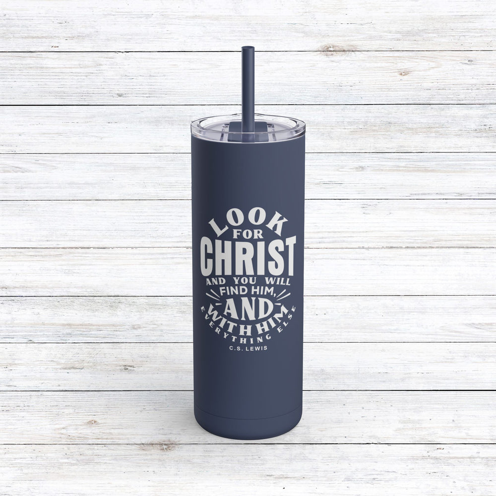 Christian Tumbler Look For Christ Mug Indigo 20oz Matte