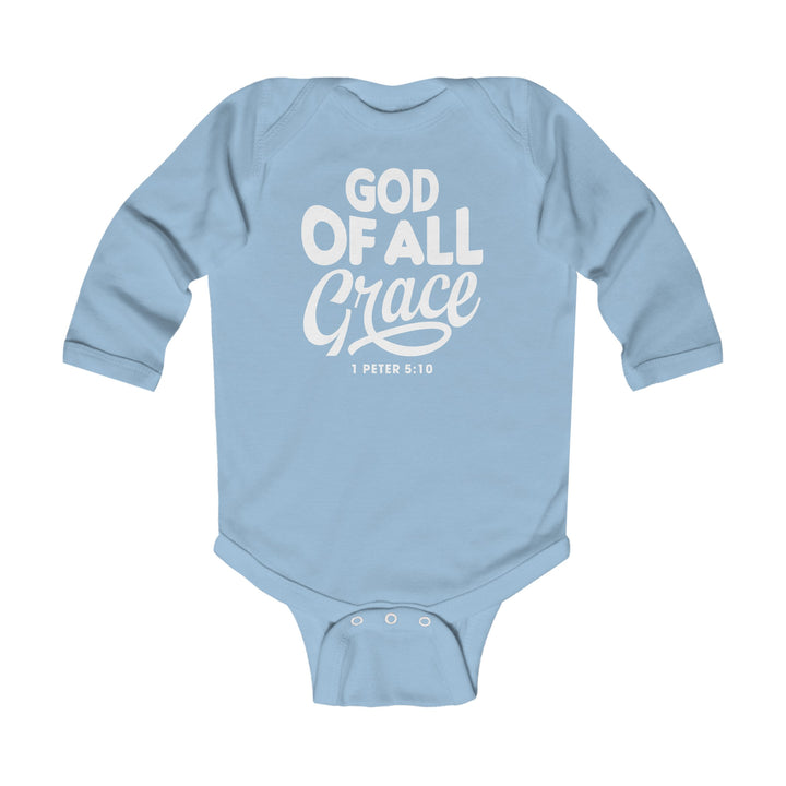 God of All Grace Infant Long Sleeve Bodysuit Kids clothes Light Blue NB (0-3M) 