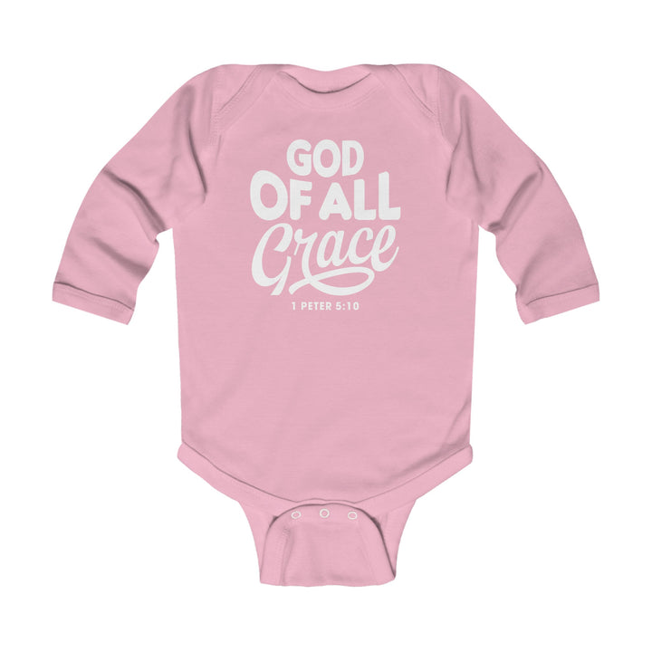 God of All Grace Infant Long Sleeve Bodysuit Kids clothes Pink NB (0-3M) 