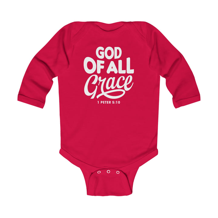 God of All Grace Infant Long Sleeve Bodysuit Kids clothes Red NB (0-3M) 