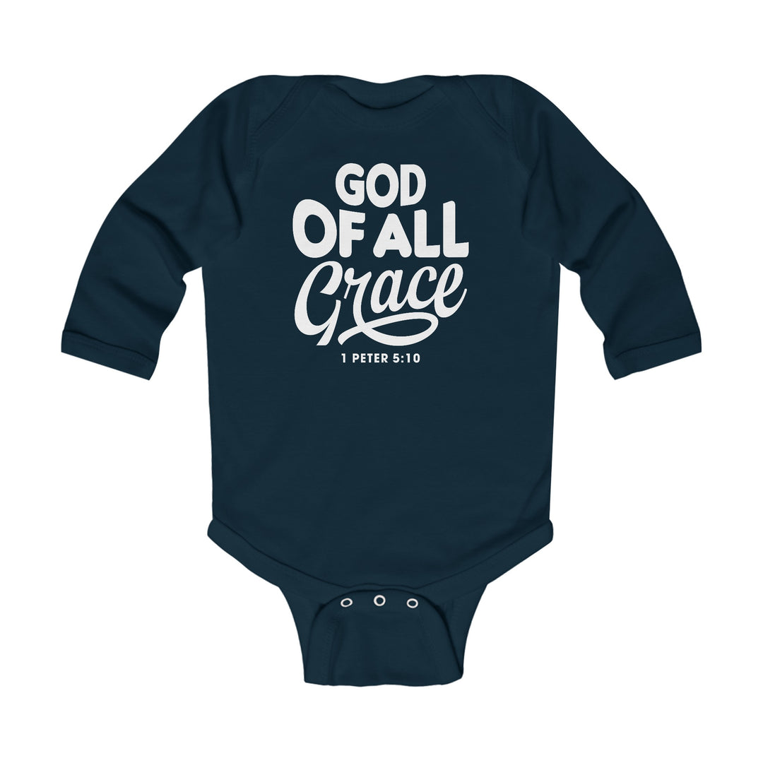 God of All Grace Infant Long Sleeve Bodysuit Kids clothes Navy NB (0-3M) 