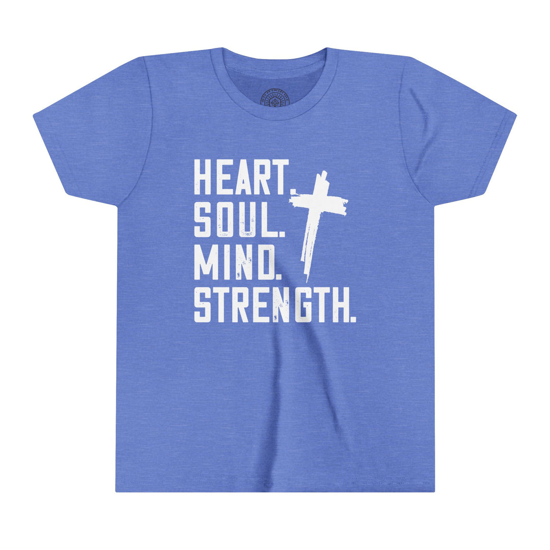 Heart Soul Mind Strength Youth T-shirt Kids clothes Heather Columbia Blue S 