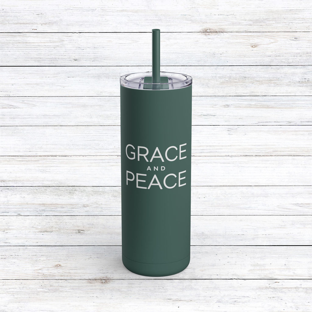 Christian Tumbler Grace and Peace Mug Deep Teal 20oz Matte