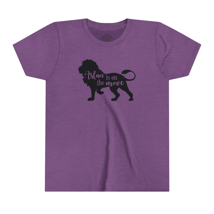 Aslan Is On The Move Youth T-shirt Kids clothes Heather Team Purple S 