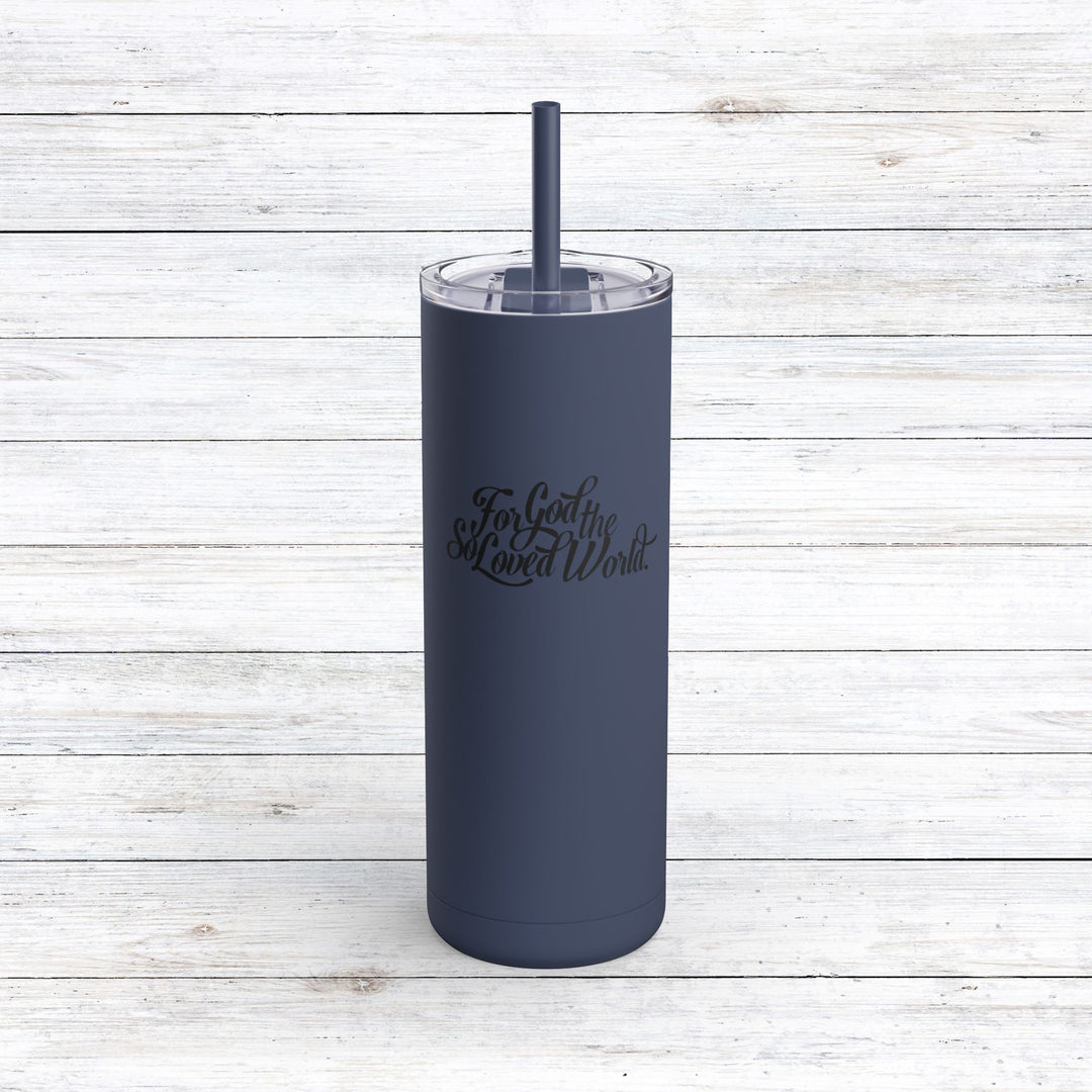 Christian Tumbler God So Loved Mug Indigo 20oz Matte