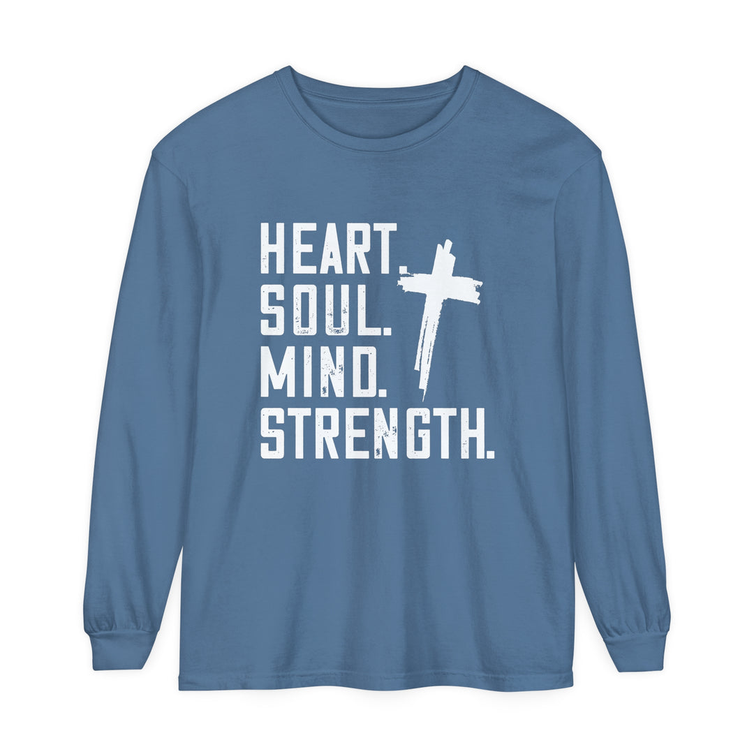 Heart Soul Mind Strength Long Sleeve Shirt Long-sleeve Blue Jean S 