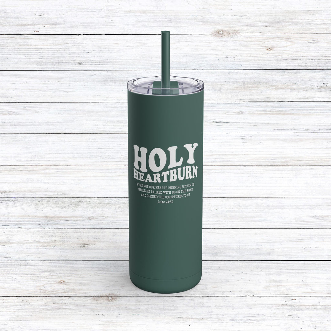 Christian Tumbler Holy Heartburn Mug Deep Teal 20oz Matte