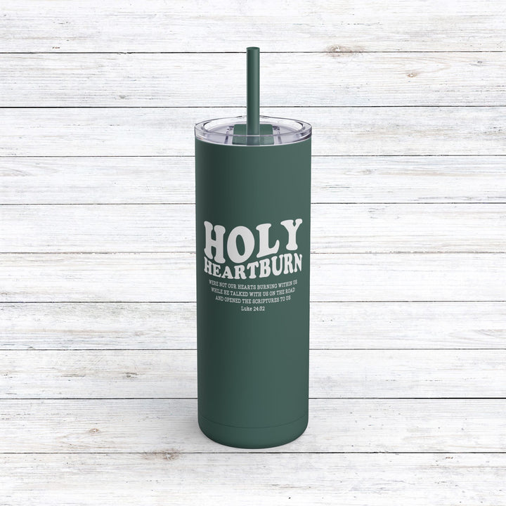 Christian Tumbler Holy Heartburn Mug Deep Teal 20oz Matte