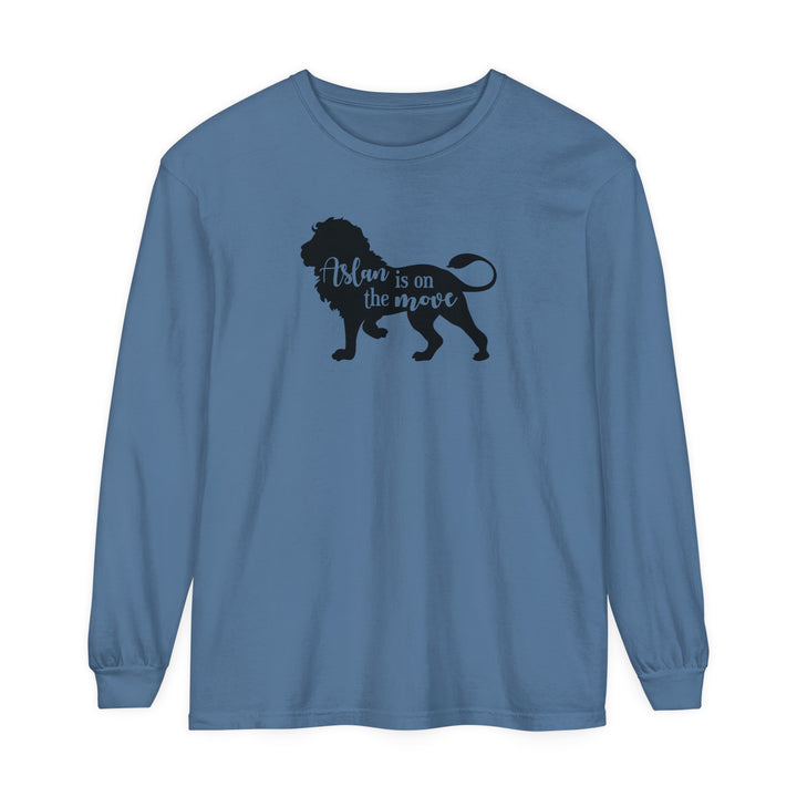 Aslan Is On The Move Long Sleeve Shirt Long-sleeve Blue Jean S 