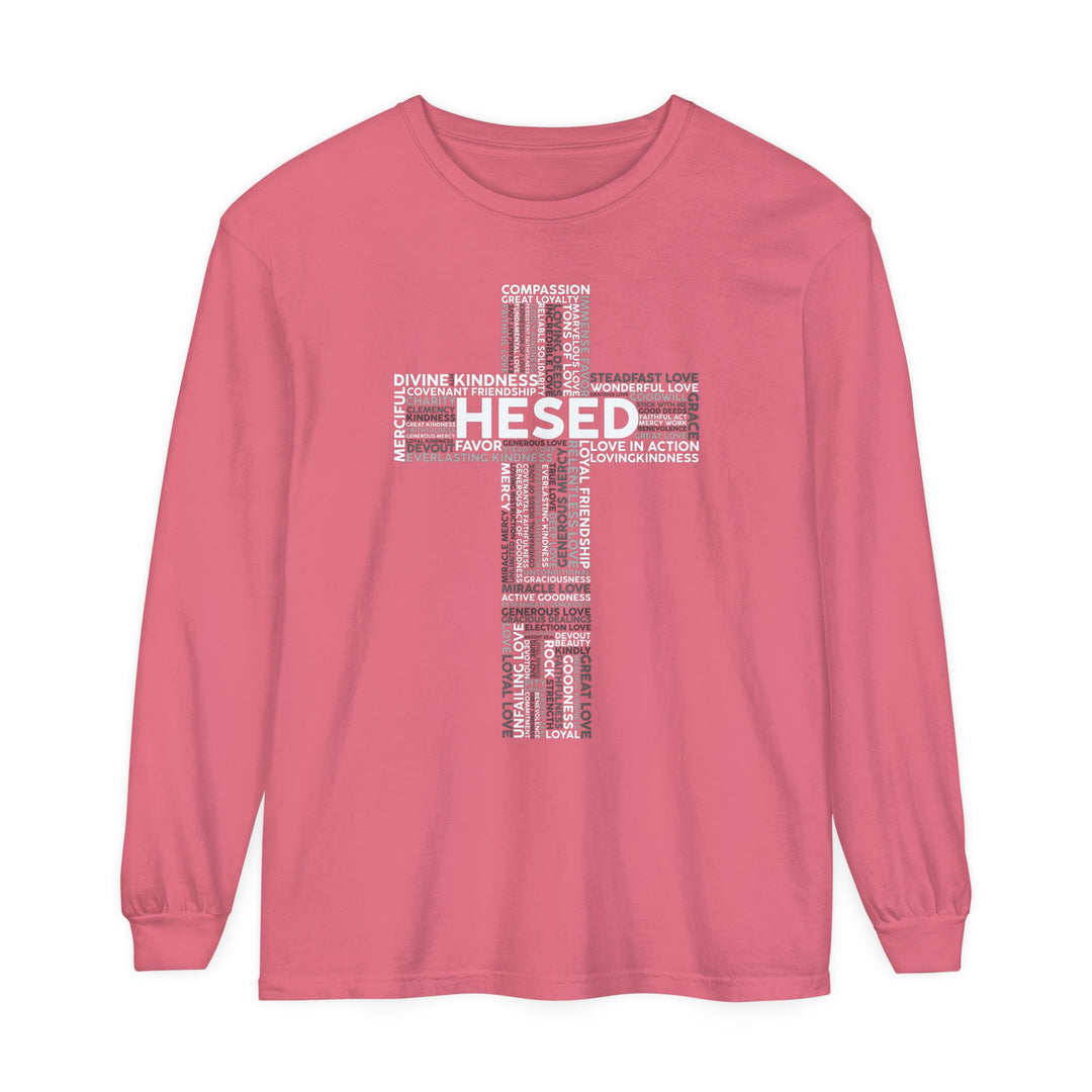 Hesed Cross Long Sleeve Shirt Long-sleeve Watermelon S 