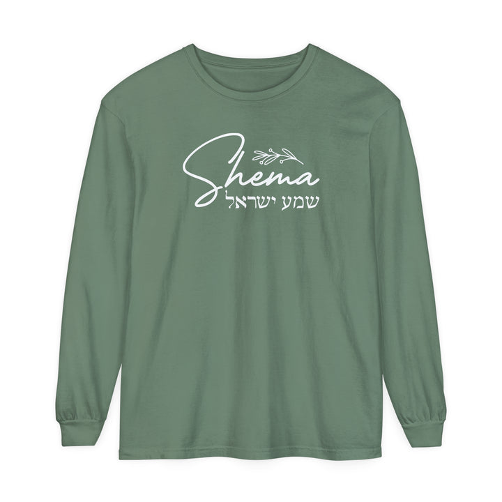 Shema Hebrew Long Sleeve Shirt Long-sleeve Light Green S 