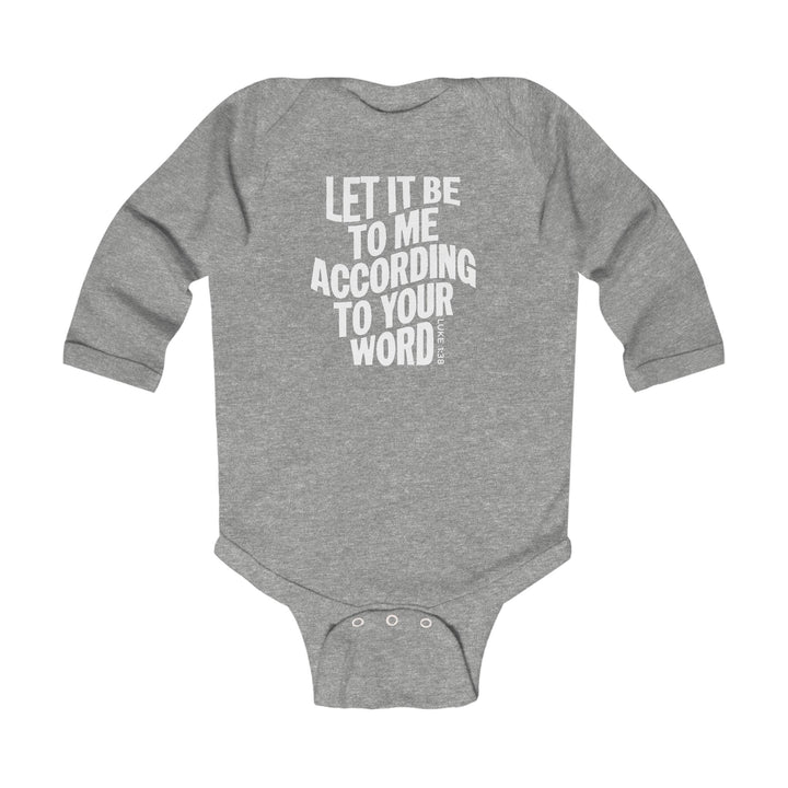 According To Your Word Infant Long Sleeve Bodysuit Kids clothes Heather NB (0-3M) 