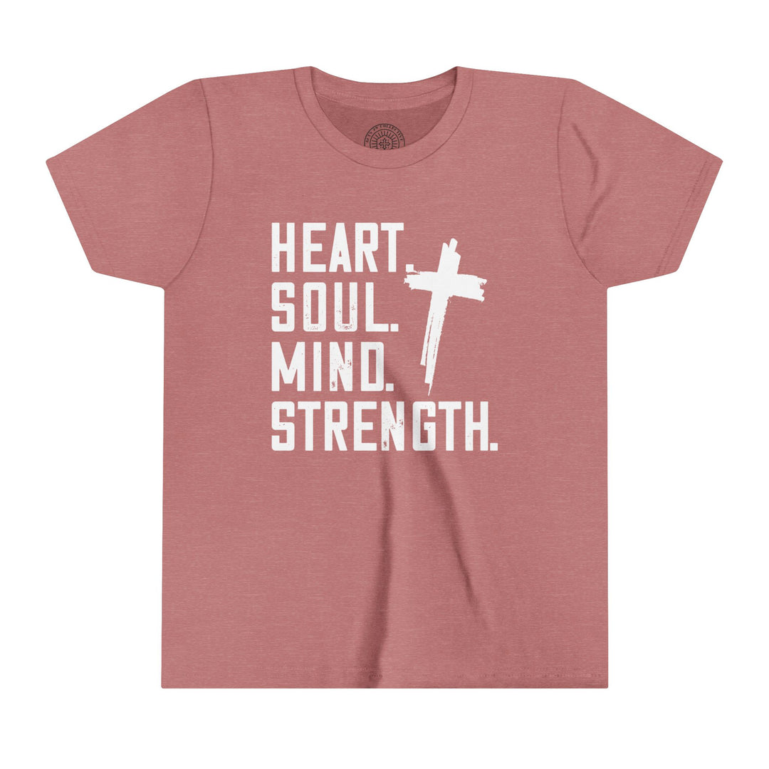 Heart Soul Mind Strength Youth T-shirt Kids clothes Heather Mauve S 