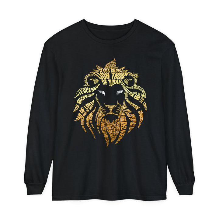 Lion Word Cloud Long Sleeve Shirt Long-sleeve Black S 