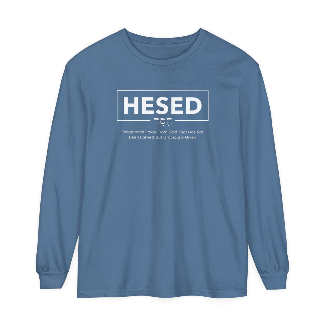 Hesed Exceptional Favor Long Sleeve Shirt Long-sleeve Blue Jean S 