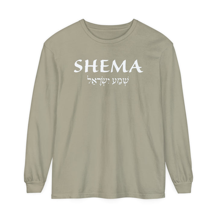 Shema Hebrew Long Sleeve Shirt Long-sleeve Sandstone S 