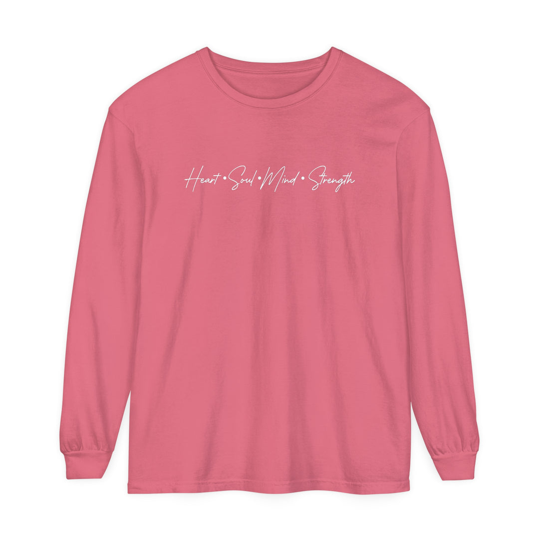 Heart Soul Mind Strength Script Long Sleeve Shirt Long-sleeve Watermelon S 