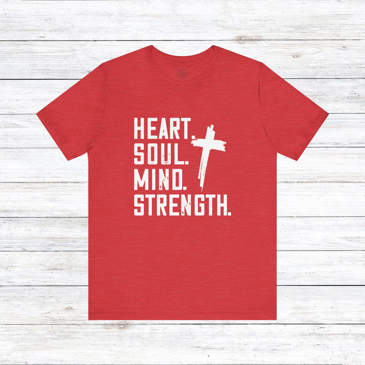 Shema Heart Soul Mind Strength Unisex T-Shirt T-Shirt Heather Red S 