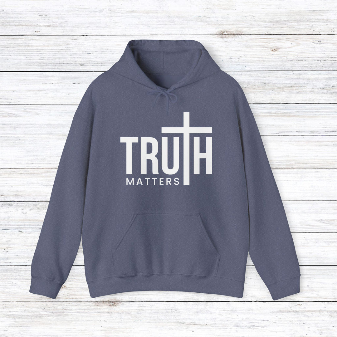 Truth Matters (White Script) Hoodie Hoodie Heather Navy S 