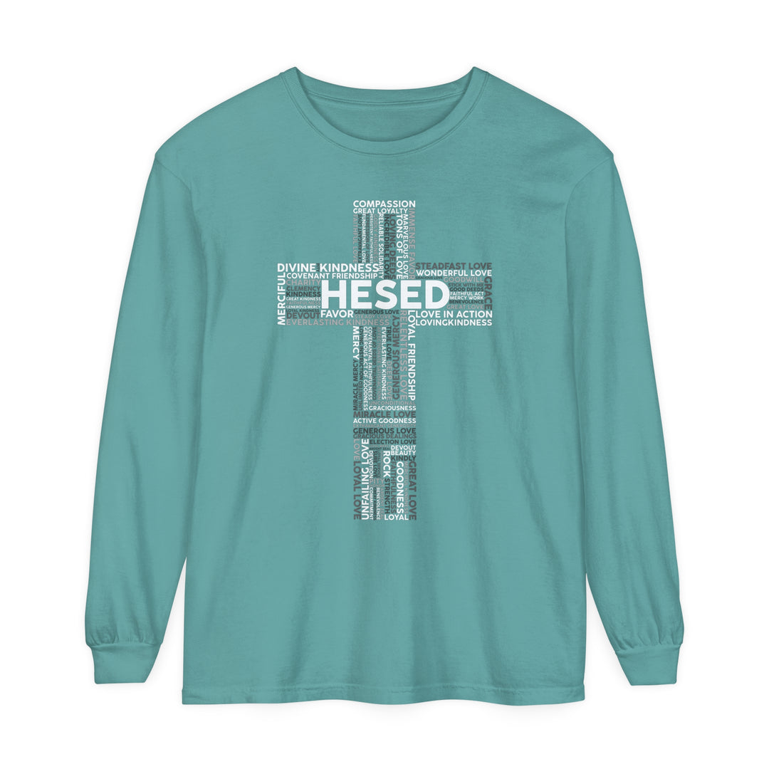 Hesed Cross Long Sleeve Shirt Long-sleeve Seafoam S 