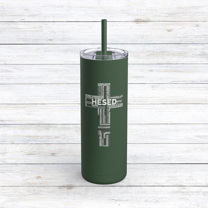 Christian Tumbler Hesed Cross Cloud Mug Pine Needle 20oz Matte