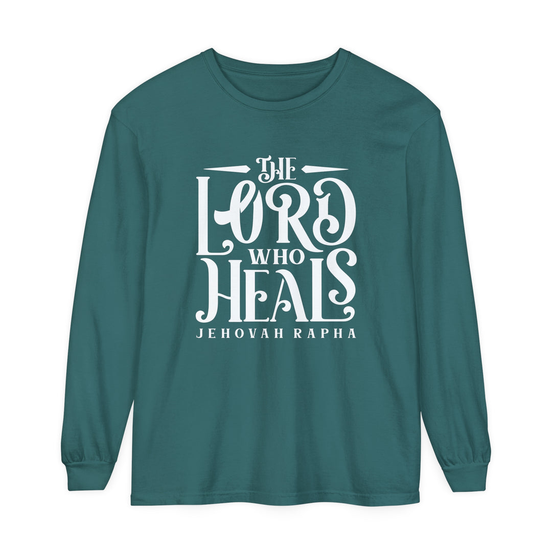 The Lord Who Heals Long Sleeve Shirt Long-sleeve Blue Spruce S 