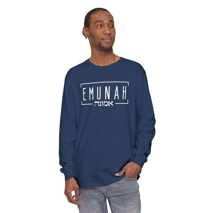 Emunah Hebrew Long Sleeve Shirt Long-sleeve   