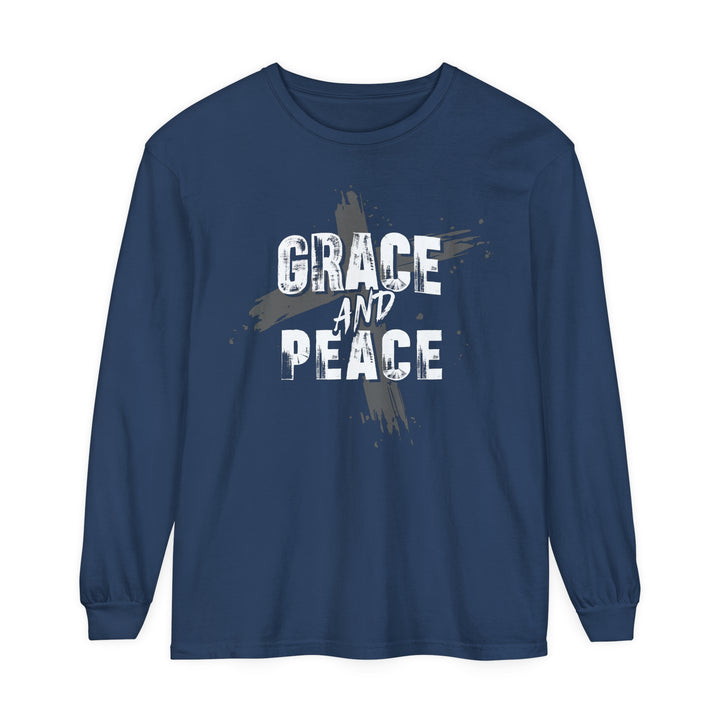 Grace and Peace Cross Long Sleeve Shirt Long-sleeve Midnight S 