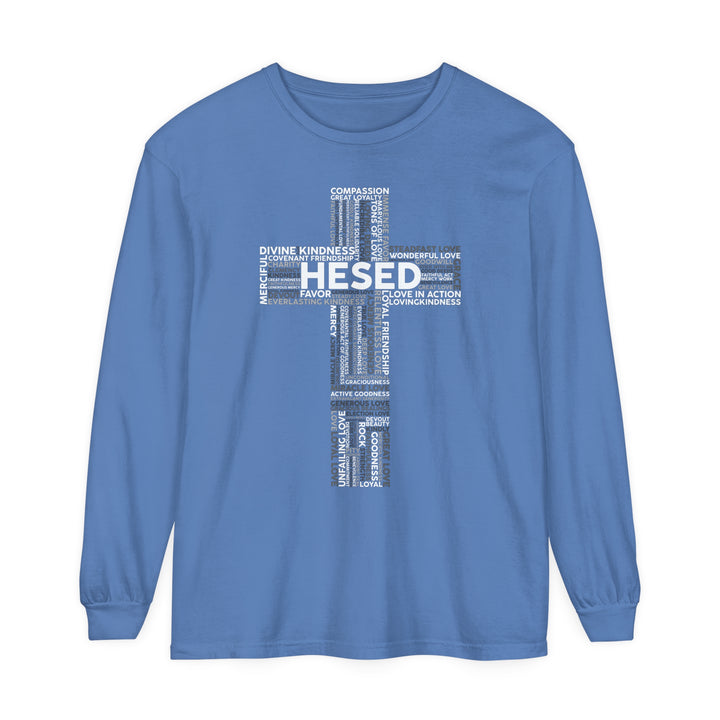 Hesed Cross Long Sleeve Shirt Long-sleeve Flo Blue S 