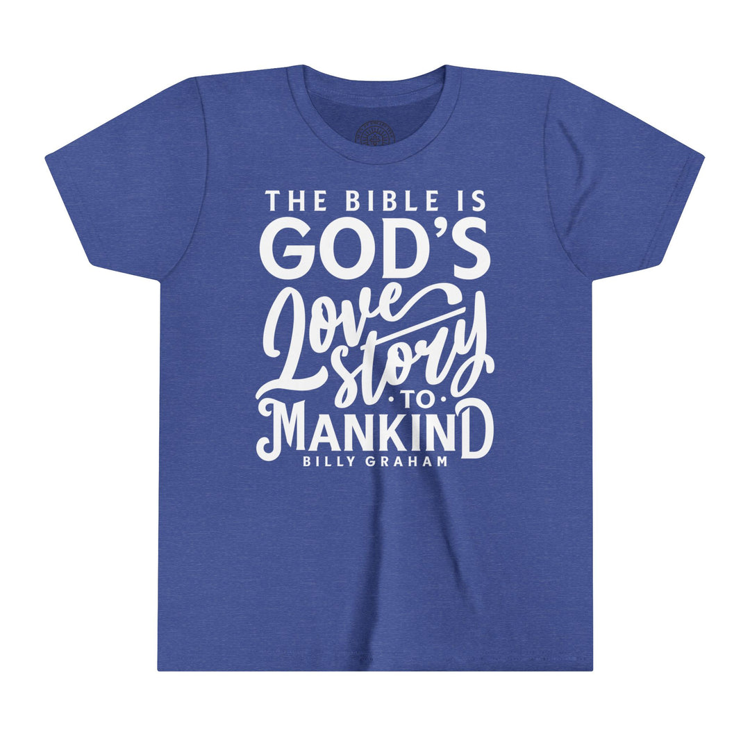 God's Love Story Youth T-shirt Kids clothes Heather True Royal S 