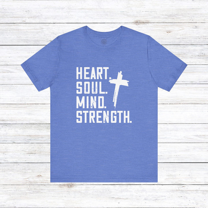 Shema Heart Soul Mind Strength Unisex T-Shirt T-Shirt Heather Columbia Blue S 