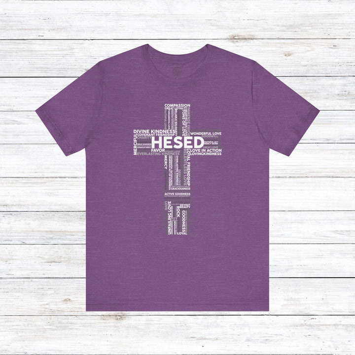 Hesed Cross Cloud Unisex T-Shirt T-Shirt Heather Team Purple S 