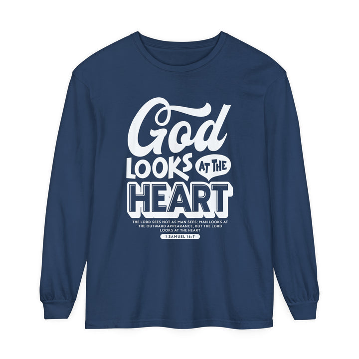 God Looks At The Heart Long Sleeve Shirt Long-sleeve Midnight S 