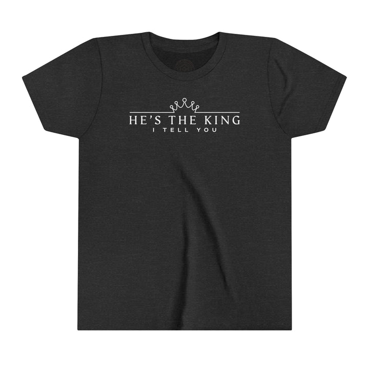 He's The King Youth T-shirt Kids clothes Dark Grey Heather S 