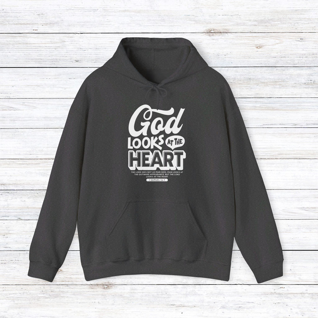 God Looks At Heart Hoodie Hoodie Dark Heather S 