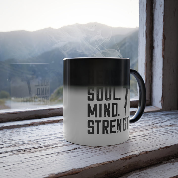 Christian Coffee Mug Heart Soul Mind Strength Color Morphing Mug   