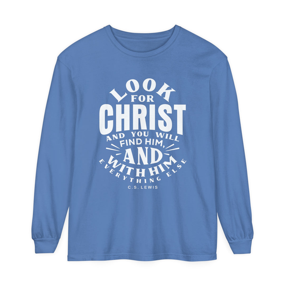 Look For Christ Long Sleeve Shirt Long-sleeve Flo Blue S 