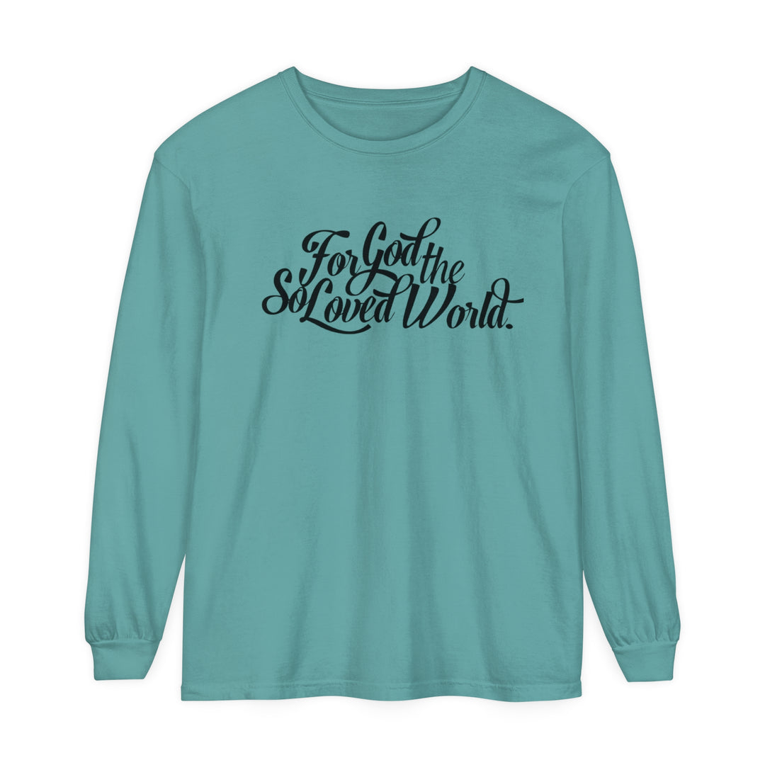 God So Loved Long Sleeve Shirt Long-sleeve Seafoam S 