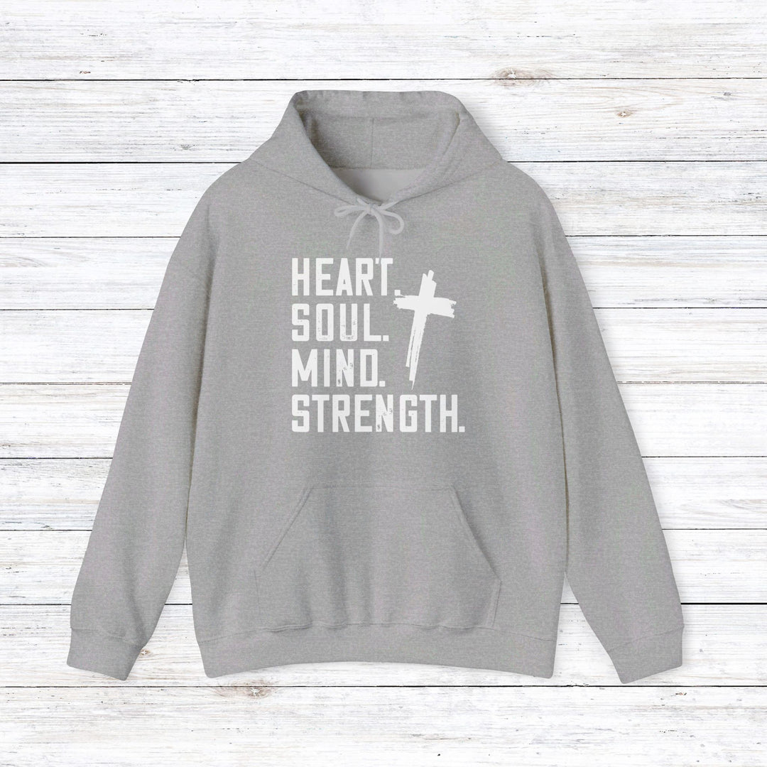 Heart Soul Mind Strength Cross Hoodie Hoodie Sport Grey S 