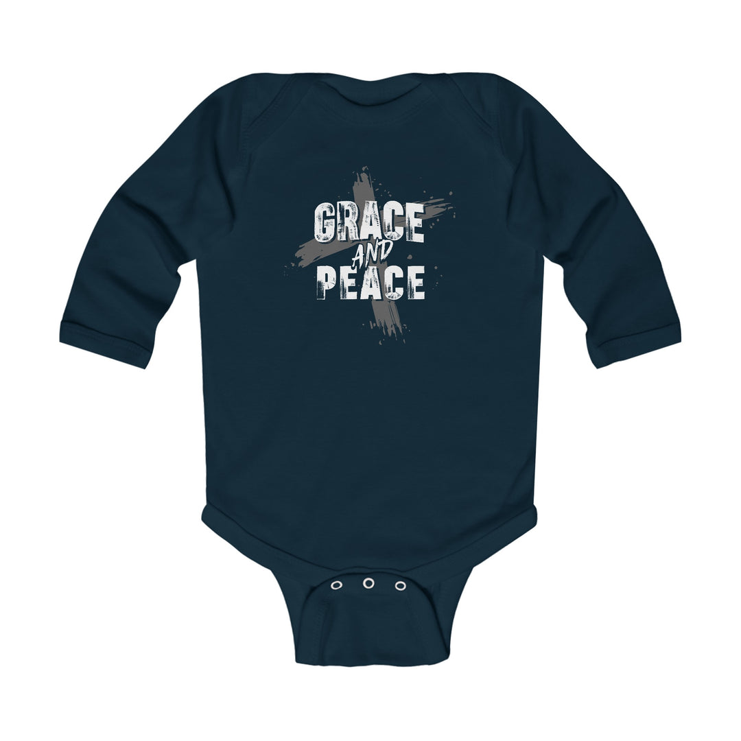 Grace and Peace Infant Long Sleeve Bodysuit Kids clothes Navy NB (0-3M) 