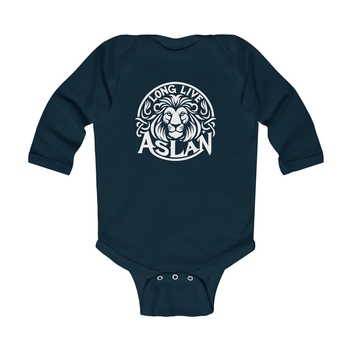 Long Live Aslan Infant Long Sleeve Bodysuit Kids clothes Navy NB (0-3M) 