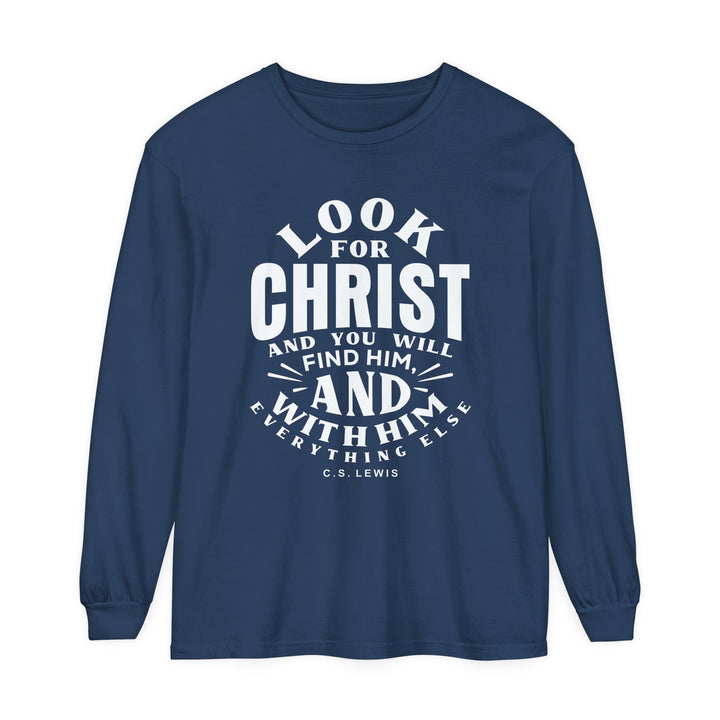 Look For Christ Long Sleeve Shirt Long-sleeve Midnight S 