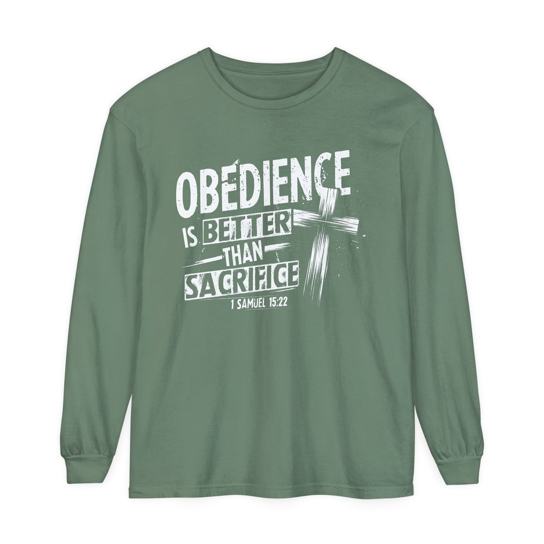 Obedience Is Better Cross Long Sleeve Shirt Long-sleeve Light Green S 