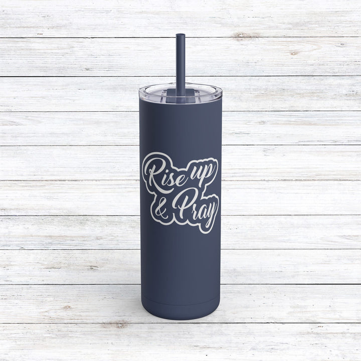 Christian Tumbler Rise Up & Pray Mug Indigo 20oz Matte