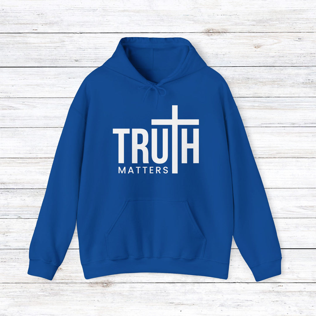 Truth Matters (White Script) Hoodie Hoodie Royal S 