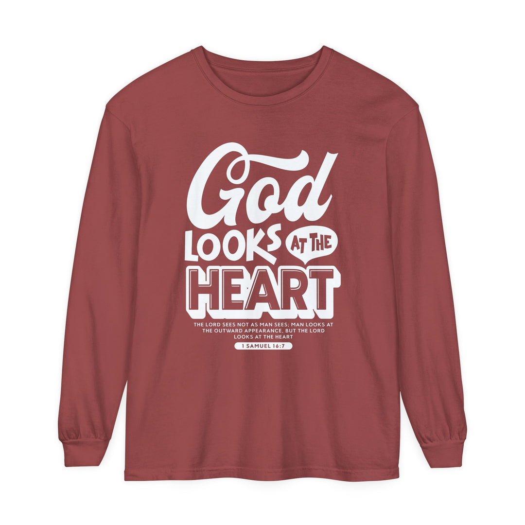 God Looks At The Heart Long Sleeve Shirt Long-sleeve Brick S 